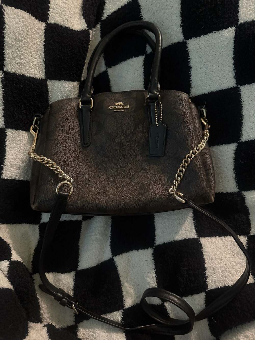 Coach Mini Sage Carryall In Signature Canvas with Gold Chain Detail